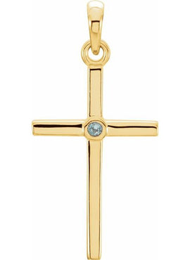 Platinum .01 CT Natural Diamond Cross Pendant