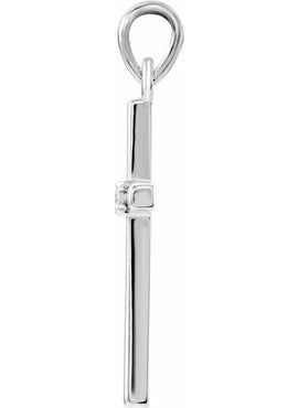 14K White Gold .01 CT Natural Diamond Cross Pendant