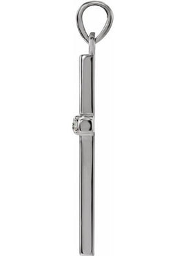 14K White Gold .01 CT Natural Diamond Cross Pendant