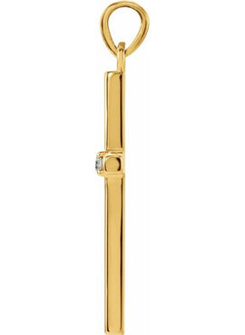 14K White Gold .01 CT Natural Diamond Cross Pendant