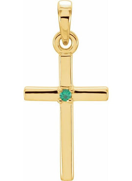 14K White Gold .01 CT Natural Diamond Cross Pendant