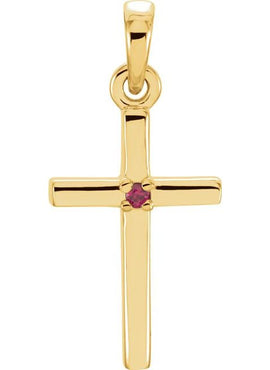 14K White Gold .01 CT Natural Diamond Cross Pendant