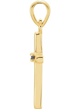 14K White Gold .01 CT Natural Diamond Cross Pendant