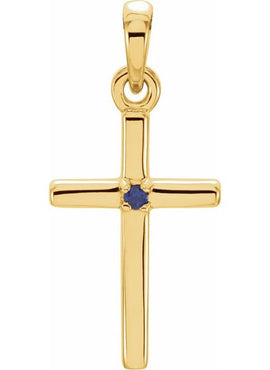 14K White Gold .01 CT Natural Diamond Cross Pendant