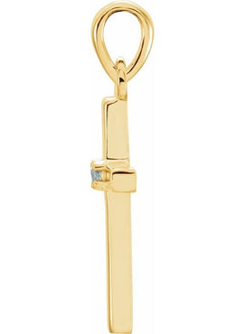 14K White Gold .01 CT Natural Diamond Cross Pendant