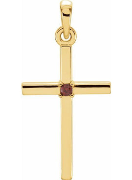 14K White Gold .01 CT Natural Diamond Cross Pendant
