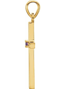 14K White Gold .01 CT Natural Diamond Cross Pendant