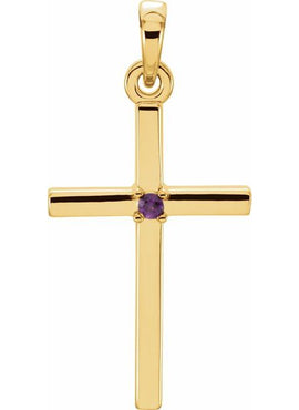 14K White Gold .01 CT Natural Diamond Cross Pendant