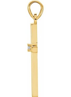 14K White Gold .01 CT Natural Diamond Cross Pendant