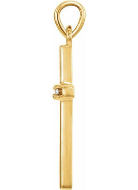 14K White Gold .01 CT Natural Diamond Cross Pendant