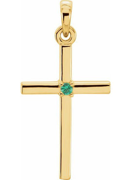 14K White Gold .01 CT Natural Diamond Cross Pendant
