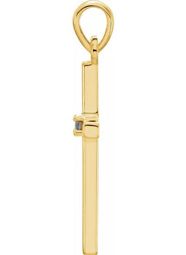 14K White Gold .01 CT Natural Diamond Cross Pendant