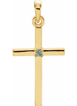 14K White Gold .01 CT Natural Diamond Cross Pendant