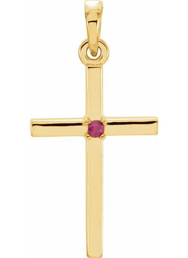 14K White Gold .01 CT Natural Diamond Cross Pendant