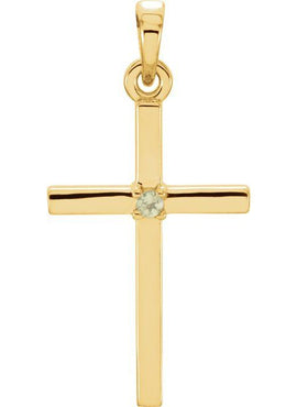 14K White Gold .01 CT Natural Diamond Cross Pendant