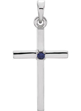 14K White Gold .01 CT Natural Diamond Cross Pendant