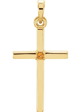 14K White Gold .01 CT Natural Diamond Cross Pendant