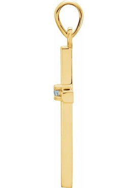 14K White Gold .01 CT Natural Diamond Cross Pendant