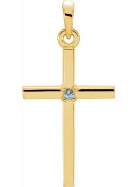 14K White Gold .01 CT Natural Diamond Cross Pendant