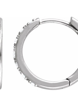 14K White Gold 1/3 CTW Natural Diamond Hinged 15.8 mm Hoop Earring