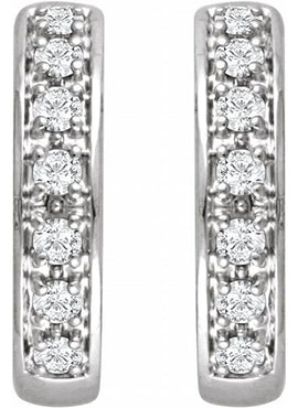 14K White Gold 1/3 CTW Natural Diamond Hinged 15.8 mm Hoop Earring