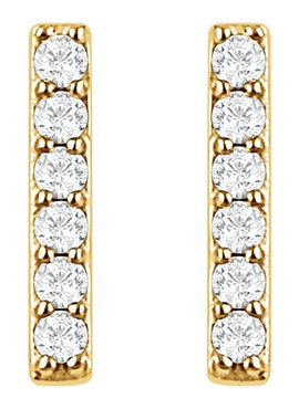 14K Yellow Gold 1/10 CTW Natural Diamond Bar Earrings