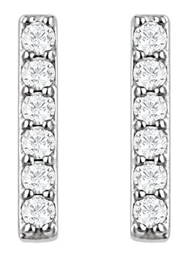 14K Yellow Gold 1/10 CTW Natural Diamond Bar Earrings