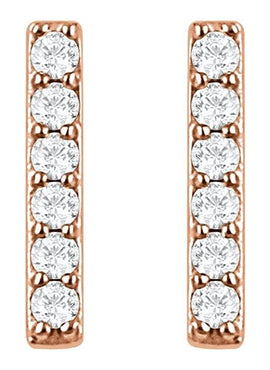 14K Yellow Gold 1/10 CTW Natural Diamond Bar Earrings