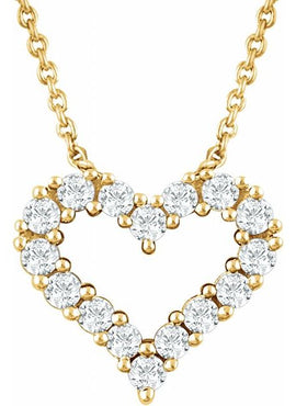 14K Yellow Gold 1/4 CTW Natural Diamond Heart 18