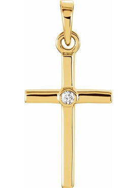 Platinum .01 CT Natural Diamond Cross Pendant