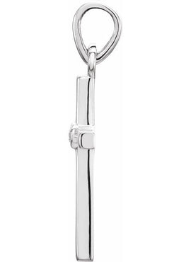 Platinum .01 CT Natural Diamond Cross Pendant