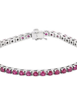14K White Gold Natural Ruby Line 7