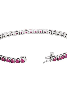 14K White Gold Natural Ruby Line 7