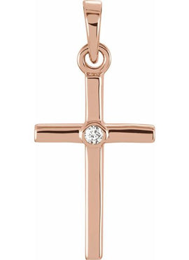 Platinum .01 CT Natural Diamond Cross Pendant