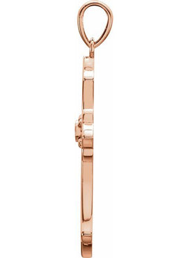 14K Yellow Gold .03 CT Natural Diamond Cross Pendant