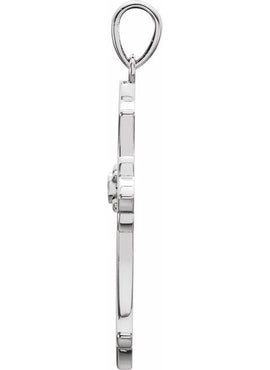 14K Yellow Gold .03 CT Natural Diamond Cross Pendant
