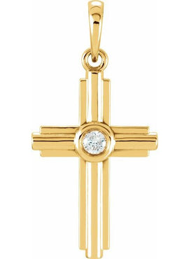 14K Rose Gold .06 CT Natural Diamond Cross Pendant