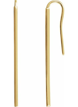 14K Yellow Gold Vertical Bar Earrings