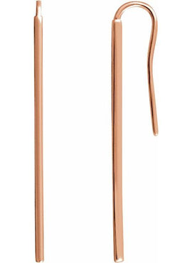 14K Yellow Gold Vertical Bar Earrings