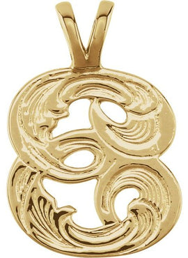 14K Yellow Gold Medium Initial G Pendant