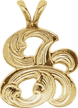14K Yellow Gold Medium Initial G Pendant