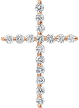 14K Rose Gold 1/5 CTW Natural Diamond Cross Pendant