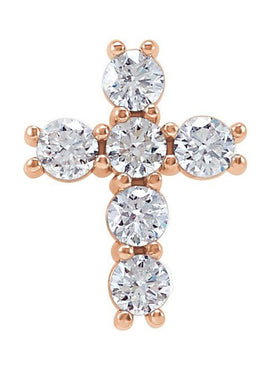14K Rose Gold 1 3/8 CTW Natural Diamond Cross Pendant