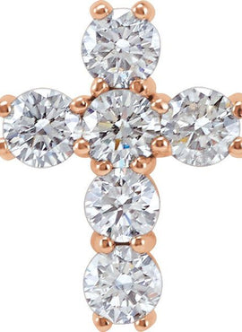 14K Rose Gold 1 3/8 CTW Natural Diamond Cross Pendant
