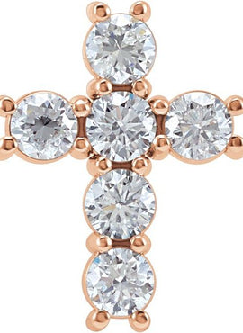 14K Rose Gold 1 3/8 CTW Natural Diamond Cross Pendant