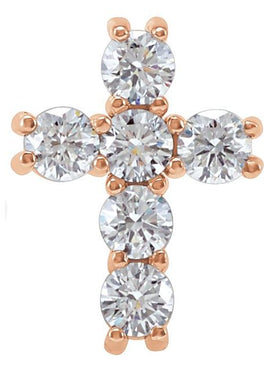 14K Rose Gold 1 3/8 CTW Natural Diamond Cross Pendant