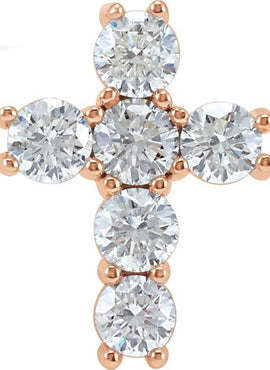 14K Rose Gold 1 3/8 CTW Natural Diamond Cross Pendant