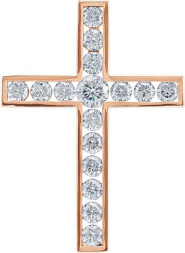 14K Rose Gold 1/3 CTW Natural Diamond Cross Pendant