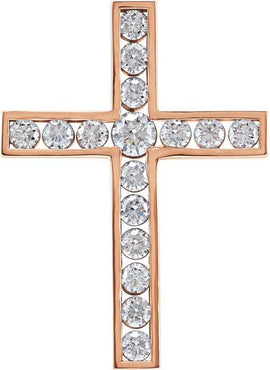 14K Rose Gold 1/3 CTW Natural Diamond Cross Pendant