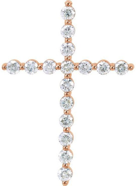 14K Rose Gold 1/5 CTW Natural Diamond Cross Pendant